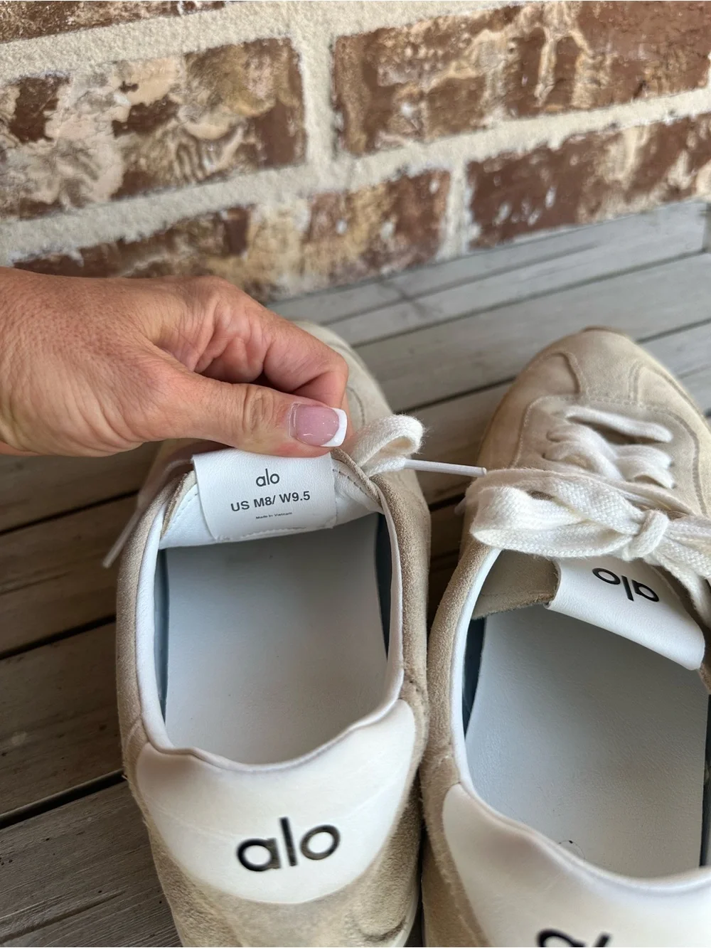 ALO Yoga Women's Beige Suede Lace-Up Sneakers
